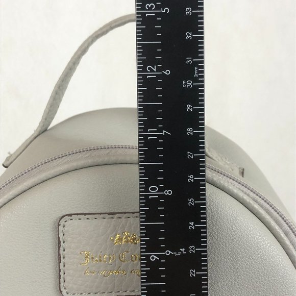Juicy Couture Grey Gold Embellished Logo Front Top Handle Mini Backpack - Picture 9 of 15